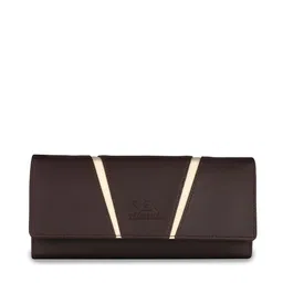 YESSBENZA Brown & Gold-Toned Textured Quilted Envelope Clutch-picture-6