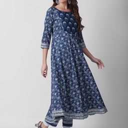 JANAKDULARI CREATION Floral Printed Pure Cotton A-Line Kurta with Palazzos & Dupatta image 5