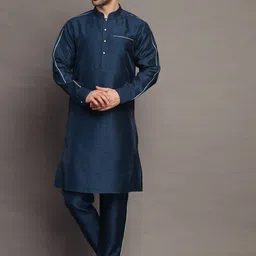 Utsav Fashion Mandarin Collar Straight Kurta with Trousers-image-67