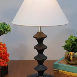 Homesake White & Black Fabric Shade With Textured Metal Pillar Base Table Lamp-36