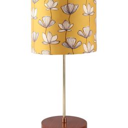 BTR CRAFTS Mustard Printed Cylindrical Shaped Metal Table Lamp with Adjustable Cord-24