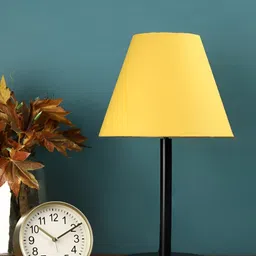 BTR CRAFTS Yellow & Black Frustum Shaped Metal Table Lamp with Adjustable Cord-14