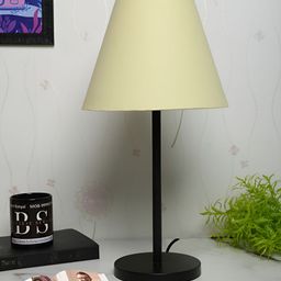 BTR CRAFTS Beige & Black Frustum Shaped Metal Table Lamp with Adjustable Cord-6