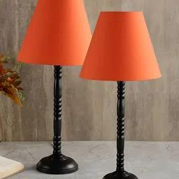 BTR CRAFTS Orange & Black 2 Pieces Metal Frustum Table Lamp With Adjustable Cord-29