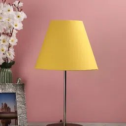 BTR CRAFTS Yellow & Brown Frustum Shaped Metal Table Lamp with Adjustable Cord-19