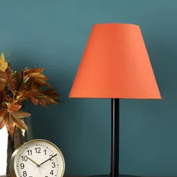 BTR CRAFTS Orange & Black Frustum Shaped Metal Table Lamp with Adjustable Cord-12