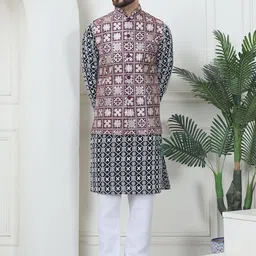 SOJANYA Ethnic Motifs Regular Thread Work Pure Cotton Straight Kurta with Churidar-picture-37