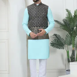 SOJANYA Ethnic Motifs Embroidered Regular Thread Work Pure Cotton Kurta with Churidar-picture-28
