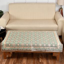 MULTITEX Green & Brown Embroidered 4-Seater Center Table Cover-26