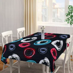Arrabi Black & Red Geometric Printed 6 Seater Table Cover-13