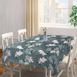 Arrabi Green & Beige Leaf Printed 6-Seater Table Cover-13