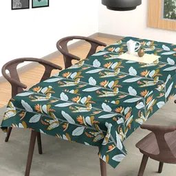 Arrabi Green & Orange Floral Printed 8-Seater Table Cover-45
