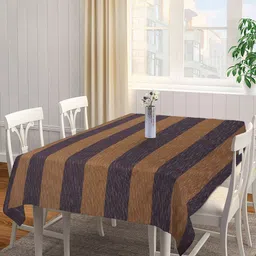 Arrabi Brown & Navy Blue Striped 6 Seater Table Cover-33