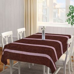 Arrabi Unisex Brown Striped 8 Seater Rectangle Table Covers-48