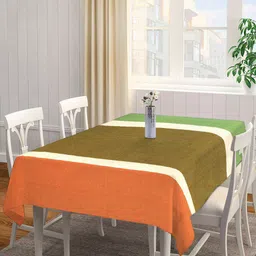 Arrabi Orange & Green Handwoven 8-Seater Rectangle Cotton Table Cover-45