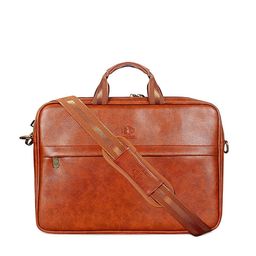 THE CLOWNFISH Unisex Tan Leather Laptop Bag-34