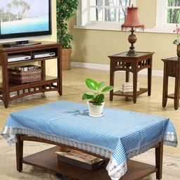 Kuber Industries Blue & White Checked Table Cover-8