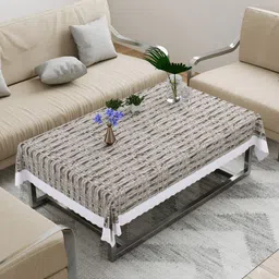 DREAM WEAVERZ Grey & Brown Rope Printed 4-Seater Table Cover-image-55