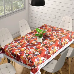 Dakshya Industries Red & White Printed 6-Seater Table Cover-24