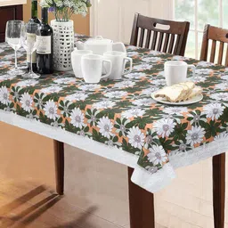 Dakshya Industries Green & White Floral Printed 6-Seater Table Cover-50