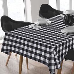 HOME COLORS.IN Black Geometric Printed Cotton 6-Seater Table Cover-30