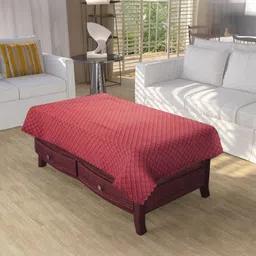 BIGGER FISH Maroon Checked 4-Seater Velvet Quilted Table Cover-picture-20