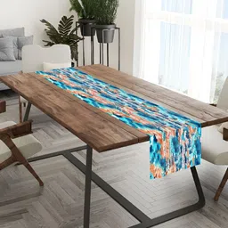HOMADORN Blue Abstract 4 Seater Table Runners-26