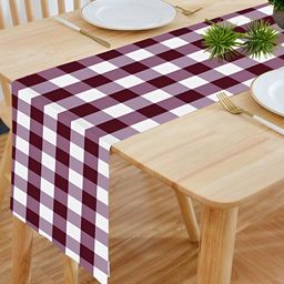 HOMADORN Brown & White Checked 4 Seater Table Runner-46
