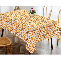 OASIS Yellow & White Floral Printed Cotton Rectangle Table Cover-image-88