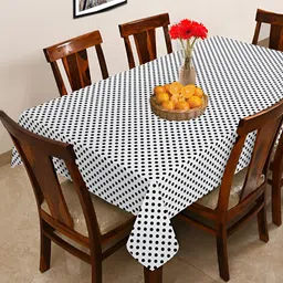 OASIS Black & White Cotton 6-Seater Table Cover-11