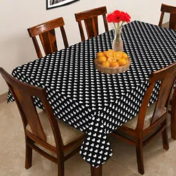OASIS Black & White Cotton 6-Seater Table Cover-12