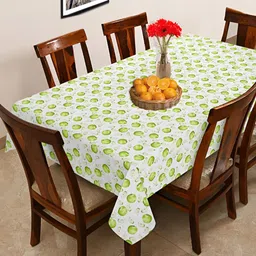 OASIS Green & White Cotton 6-Seater Table Cover-10