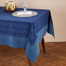Fabindia Blue Self-Design Cotton Rectangular 4-Seater Table Cover-56