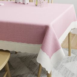 DREAM WEAVERZ Pink & White Solid Rectangle 4 Seater Dining Table Cover-image-62