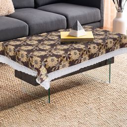 Dakshya Industries Brown & White Flower Printed Table Cover-40