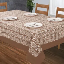 SHADES of LIFE Beige Printed 8 Seater Pure Cotton Table Cover-20