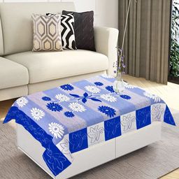 WEAVERS VILLA Blue & White Textured Rectangular Table Cover-57