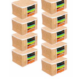 prettykrafts Set Of 9 Orange Textured Saree Organizers-0