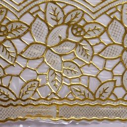 BIGGER FISH Transparent & Gold-Toned Self Design Rectangle 6-Seater Table Cover image 3