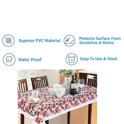Dakshya Industries Red & White Printed 6-Seater Table Cover image 4