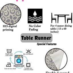 HOMADORN Grey Ethnic Motifs Table Runner image 4