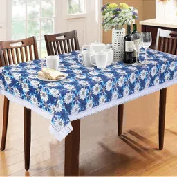 Dakshya Industries Blue Floral Printed 6 Seater Table Covers-24