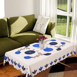 Kuber Industries Cream-Colored & Blue Printed Cotton 2-Seater Table Covers-19