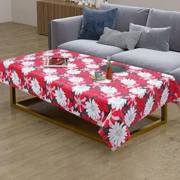 Dakshya Industries Red & White Floral Printed Rectangular 4-Seater Table Cover-6