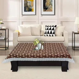 DREAM CARE Brown & Peach Floral Printed Rectangular 2 Seater Table Cover-21