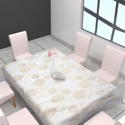 Aura Gold-Toned & White Geometric  6 Seater Rectangle Table Cover-29