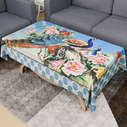 Kuber Industries Blue Floral Cotton 4-Seater Table Cover-image-55