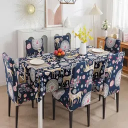 HOUSE OF QUIRK Blue 7 Pcs Floral Printed (55'' x 86") Waterproof Chair & Table Covers-54