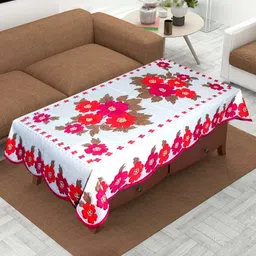 Kuber Industries White Floral Cotton 4-Seater Table Cover-image-24