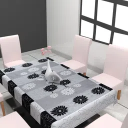 Aura Black & White Floral 6Seater Rectangle Table Cover-image-75